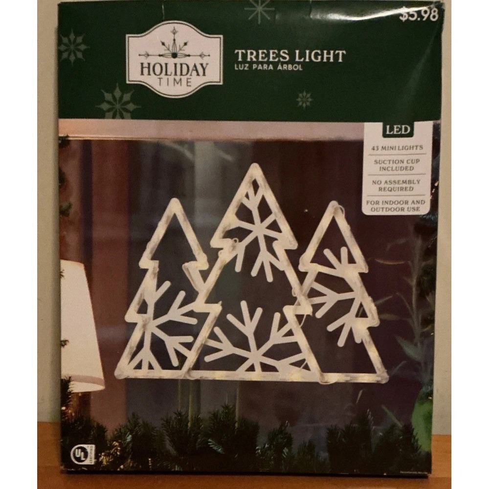 Holiday Time‎ White Winter Trees Hanging Lighted LED Window Wall Christmas Decor